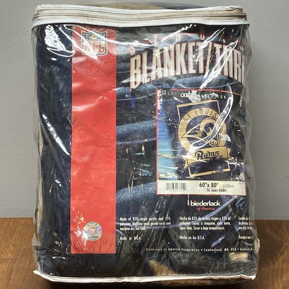 Biederlack NFL St. Louis L.A. Rams Vintage Deadstock Stadium Blanket 60” x 80” - Picture 1 of 8
